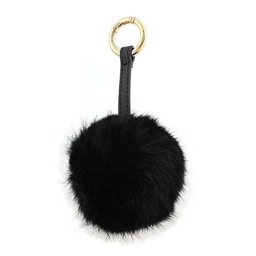 Fur Pom Pom Key Chain -  Black -KC-AM3744BK